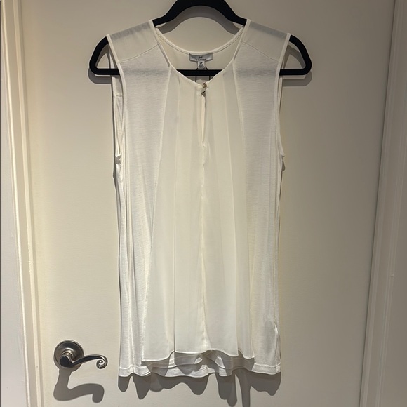 Halston Heritage Tops - Halston Heritage White Sleeveless Pleated Blouse